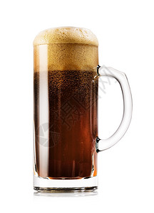 大杯黑啤酒在白色背景下被隔离大杯黑啤酒透明草案寒冷的图片