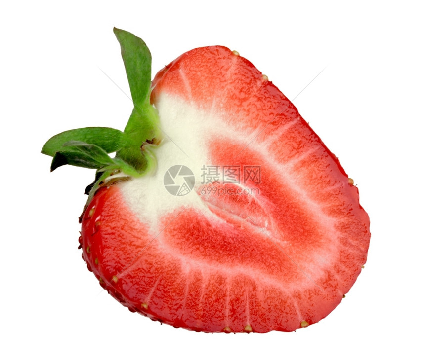 目的甜照片红色草莓单十字在白色背景上单独隔开的近身摄影室图片