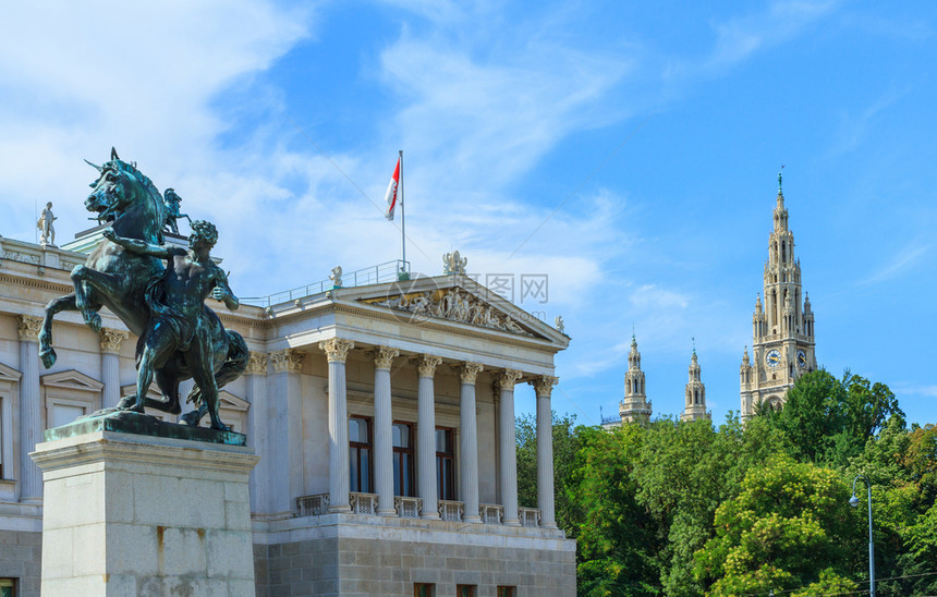 建造历史奥地利维也纳议会和市政厅古典建筑奥地利维也纳文化图片