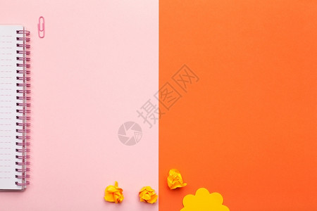糖果抽象的一团粉红和橙色背景的学校或办公附件室最小风格平板背景图片