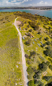 澳大利亚人南Granite岛和Victor港的空中飞越平静高架图片