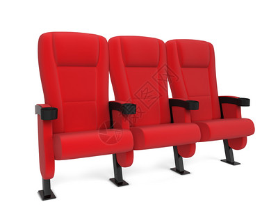 戏剧红色的电影主席3D插图孤立于白色背景剧院图片