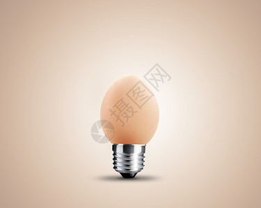 鸡蛋制成的灯泡概念图片