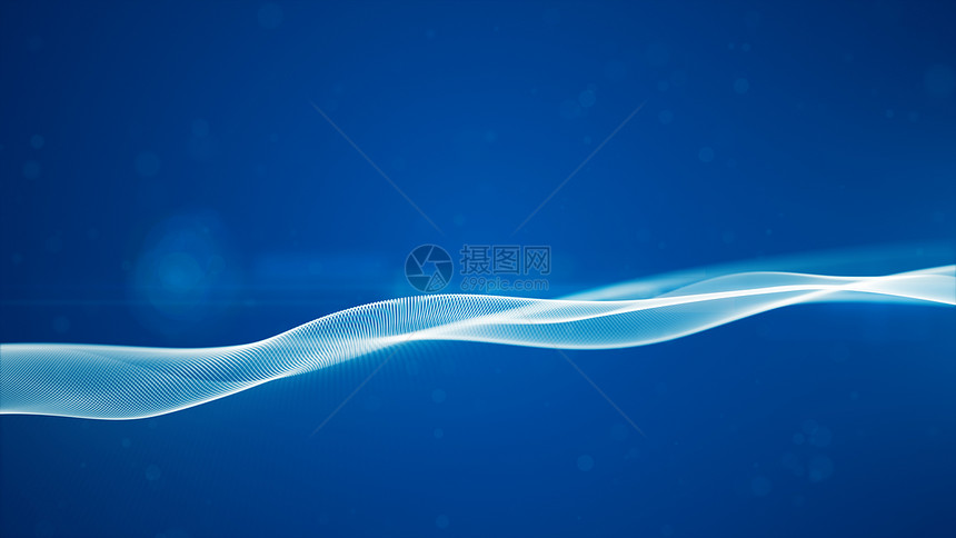 数据技术BlueColor数字网络空间抽象背景Bokeh蓝色数字粒子波流网络空间抽象背景流动图片