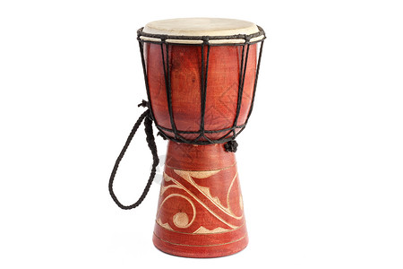 目的Jembe是非洲鼓声传统音乐器在白色背景上被孤立轻敲果阿图片