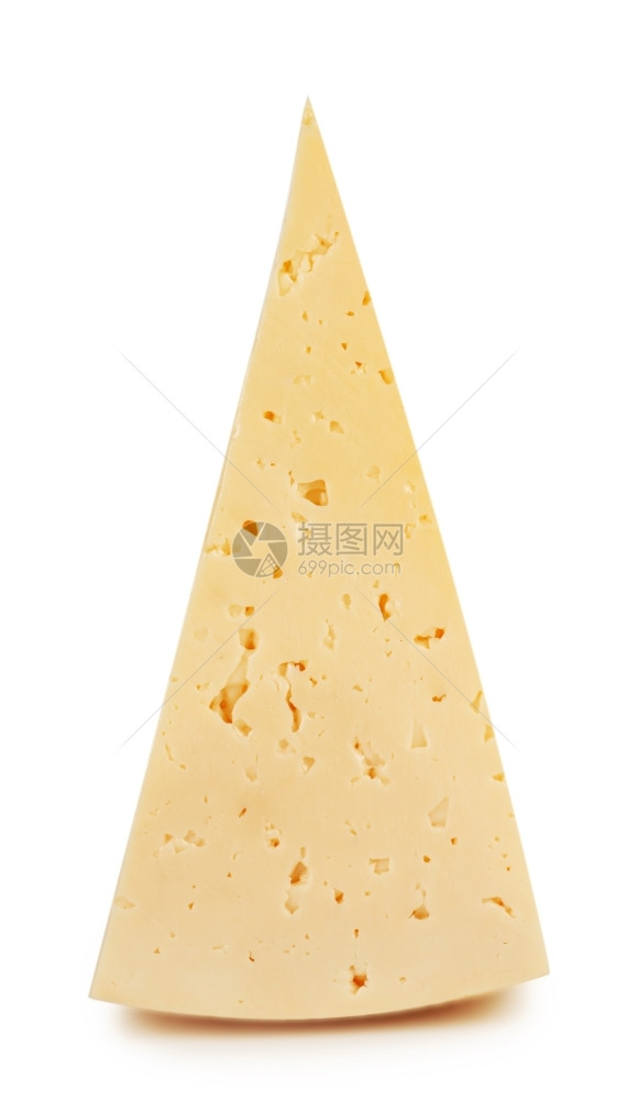 在室内白色背景上隔离的三角形奶酪颜色吃图片
