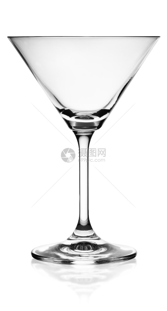 俱乐部白色背景上隔绝的空马提尼玻璃餐具优雅的图片