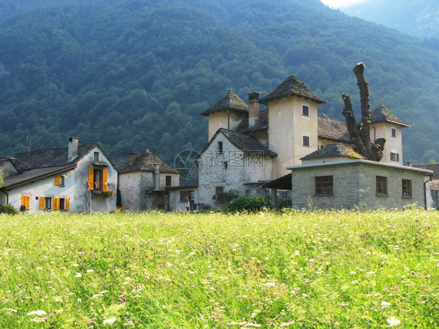 瑞士南部Verzasca山谷的老拖拉多南方意大利布里奥内图片