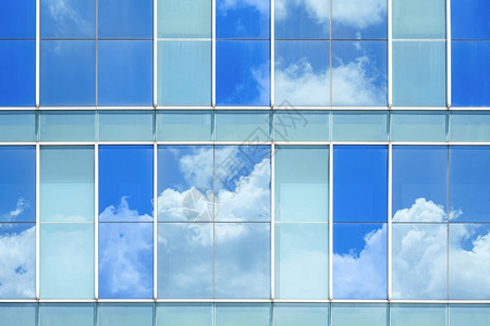 镜子当代的玻璃现建筑墙表面的天空反射建筑学图片