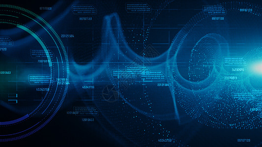 发光的质地粒子高科技HUD和蓝色数字微粒据未来背景概念的动态图片