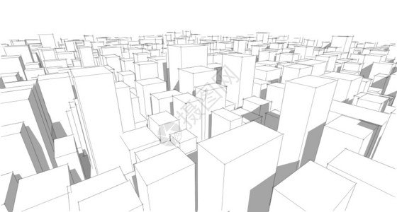 草图线框架panorama建筑抽象3D插图天际线财产图片