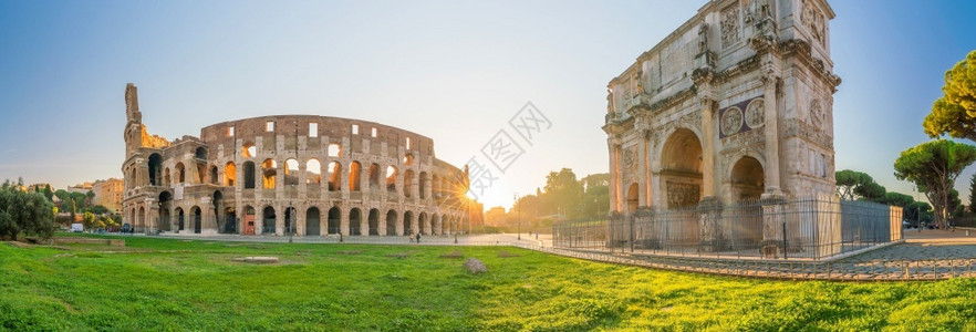 拱地标竞技场罗马意大利欧洲的Colosseum之景图片