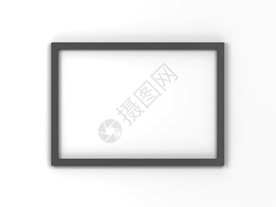 摄影长方形绘画白色背景上孤立的简单框架3d插图图片