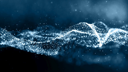 漩涡蓝色颜粒子波抽象背景辉光科学图片