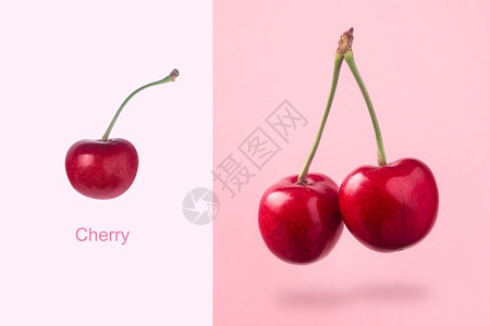 大学甜的食物创意布局由红樱桃粉背景创造最低要求制作图片