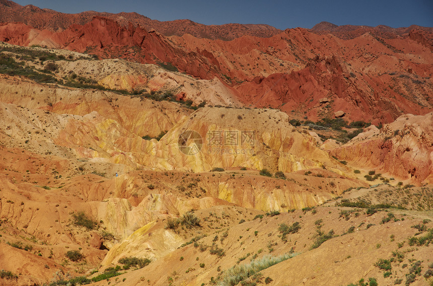 景观编队地质学FairyTaleCanyonIssykKul湖上的岩层吉尔斯坦中亚图片