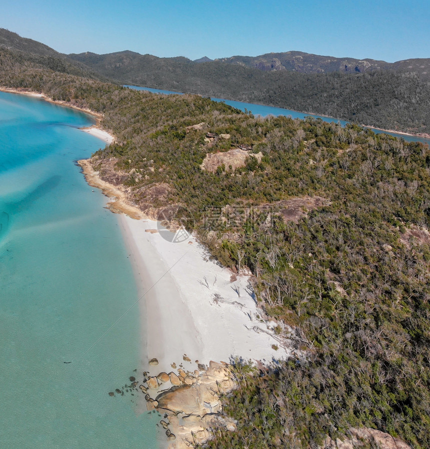 旅游天空白港海滩全景航空观测昆士兰岛图片