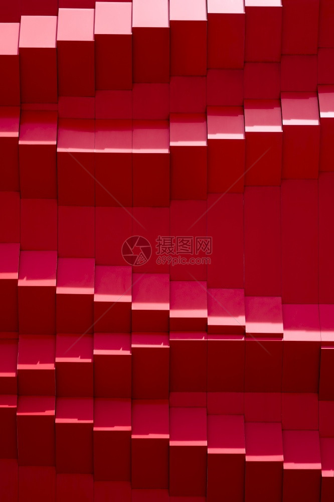 垂直框中现代红色墙背景的抽象和几何条形图案的阳光和影阴凉处垂直的条纹图片