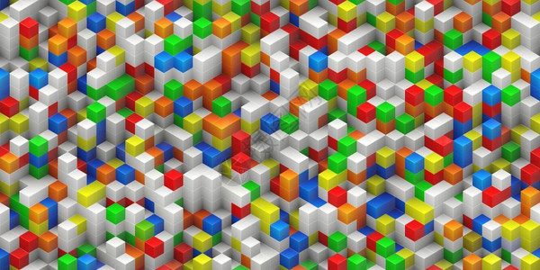 立方体无缝背景色彩多随机堆叠结构3D投影五彩缤纷轴测图有创造力的图片