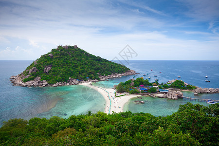 海景绿色自然泰国高南元热带海滩的顶端图景图片