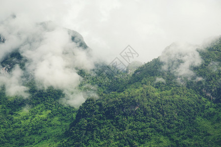薄雾围绕着山区图片