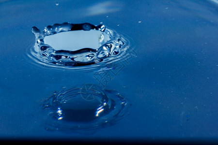 抽象的雨滴水子蓝色喷出面涟漪图片
