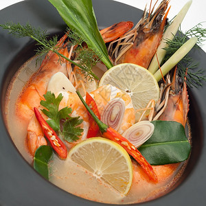 卡菲尔传统的泰国海鲜汤辣味吃图片