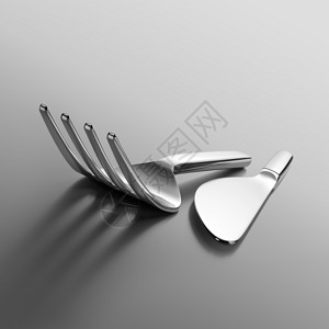 优雅午餐刀和叉服务银器图片