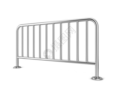 金属栅栏路障行进狂欢白色背景上孤立的金属屏障3d插图插画