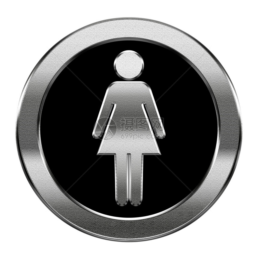浴室互联网女图标银在白色背景上孤立身体图片