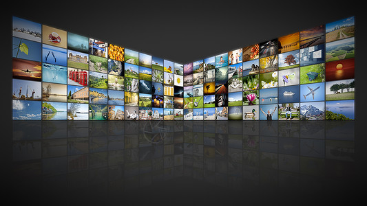 具有10个屏幕的远期视频墙数字的商业展示图片