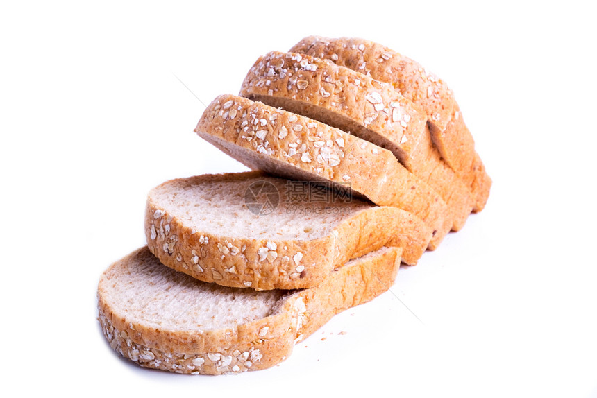 切片全小麦面包白底孤立于目的食物一顿饭图片