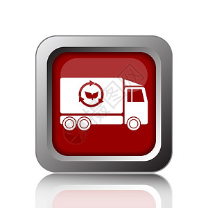 燃料白色背景上的生态卡车图标Internet按钮保护商业图片