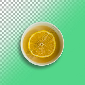 成熟香橼甜的透明背景柠檬汁杯中顶端视图图片