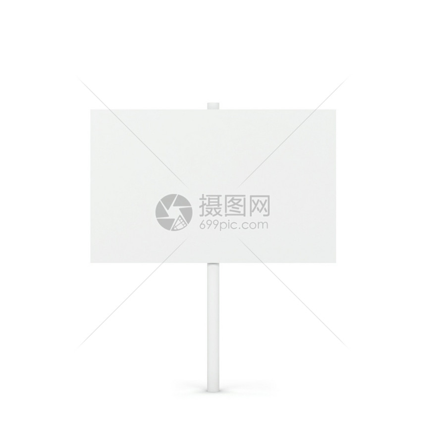 白色背景上孤立的空白标牌模型3d插图嘲笑目的路标图片
