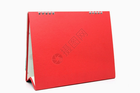 压延机个人的工作白色背景上孤立的红色空白桌面日历红色背景图片