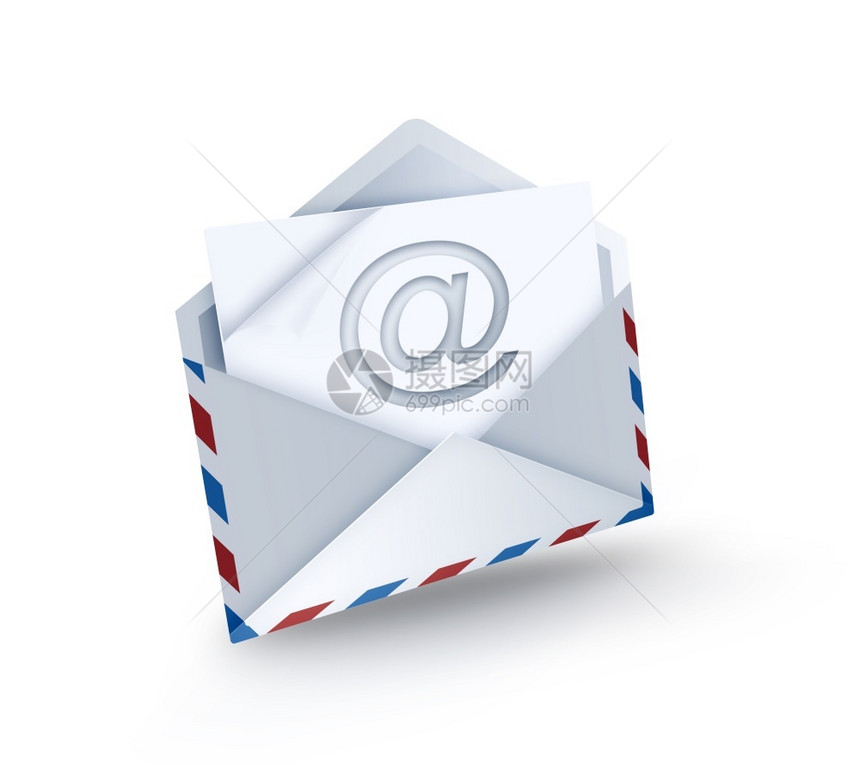 象征邮寄卡片带有电子邮件符号的开放信封图片