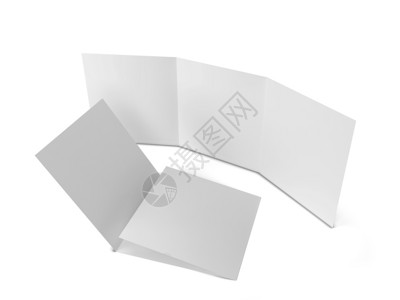 文件夹曲折白色背景上孤立的空白传单模拟3d插图宣传册图片