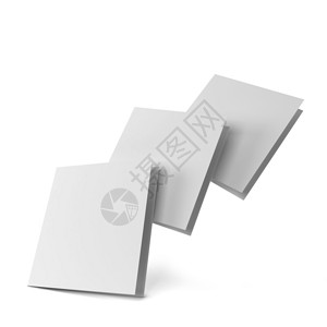 白色背景上孤立的空白传单模拟3d插图三折纸公司的图片