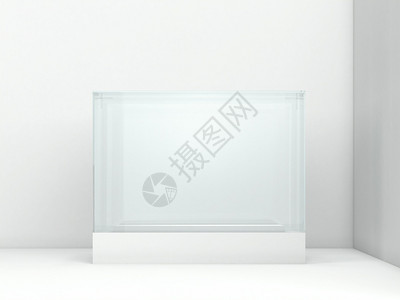 博览会介绍空玻璃显示3d插图以白色背景隔开房间商业的座插画