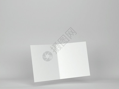 写折叠明信片灰色背景的空白贺卡或小册子模拟3d插图图片