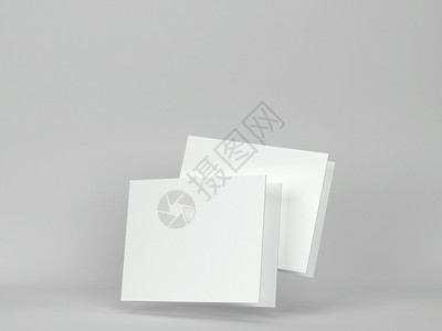 传单明信片灰色背景的空白贺卡或小册子模拟3d插图空的图片