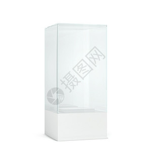 平台空玻璃显示3d插图以白色背景隔开精品店立方体图片
