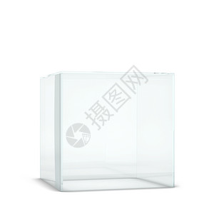 家具介绍立方体空玻璃显示3d插图以白色背景隔开图片