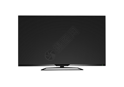 led屏素材插图液晶显示器白色背景上的黑LED电视屏幕空白技术背景