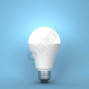 明亮的Led灯泡3d插图白色的玻璃图片