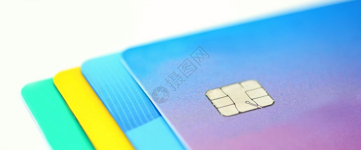 银行业电子的白色背景多彩信用卡收藏堆叠积库图片