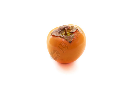 东方柿子柿白色背景上隔离的新鲜全persimmon柿子素食主义者背景