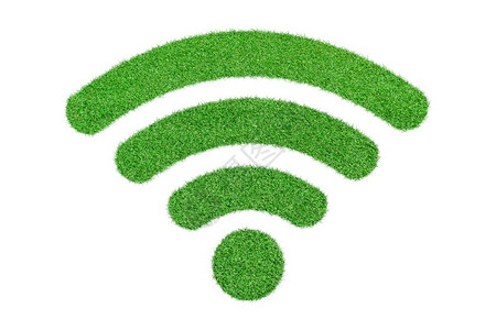 信号接触Wifi图标覆盖白背景隔离的绿草区设计图片