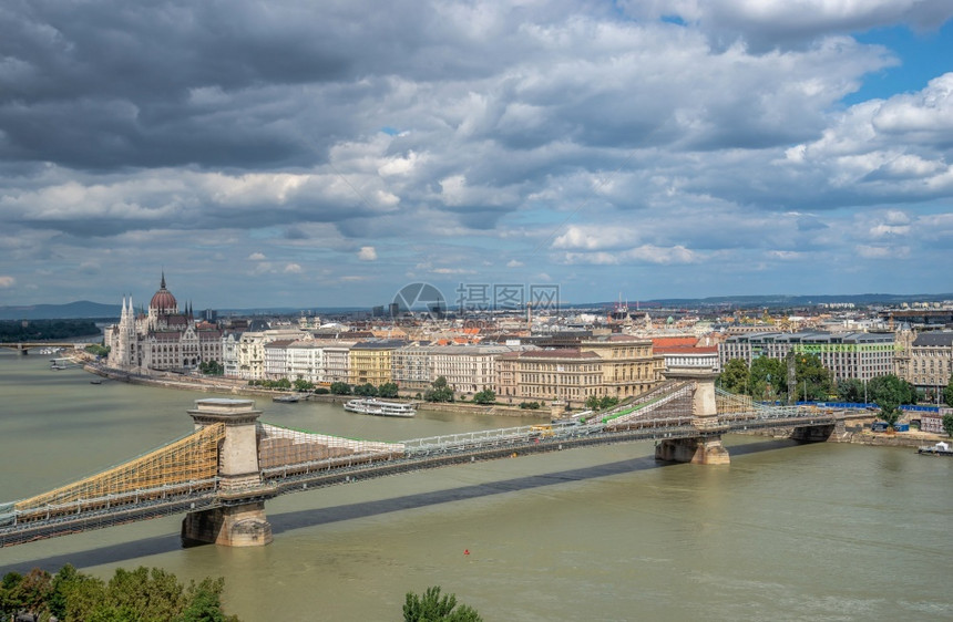 匈牙利布达佩斯1802在阳光明媚的夏日早晨多瑙河和匈牙利布达佩斯堤岸的全景匈牙利布达佩斯多瑙河的全景欧洲联盟游览图片